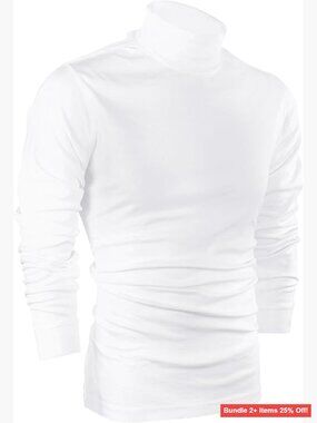 Men's Slim Fit Turtleneck Pullover Sweater Lightweight Cotton Blend Medium